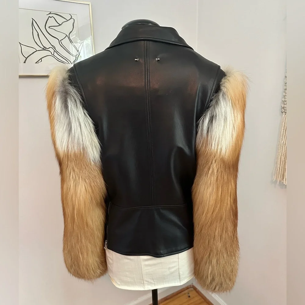 By the Namesake leather jacket with fox fur sleeves - Picture 6 of 17